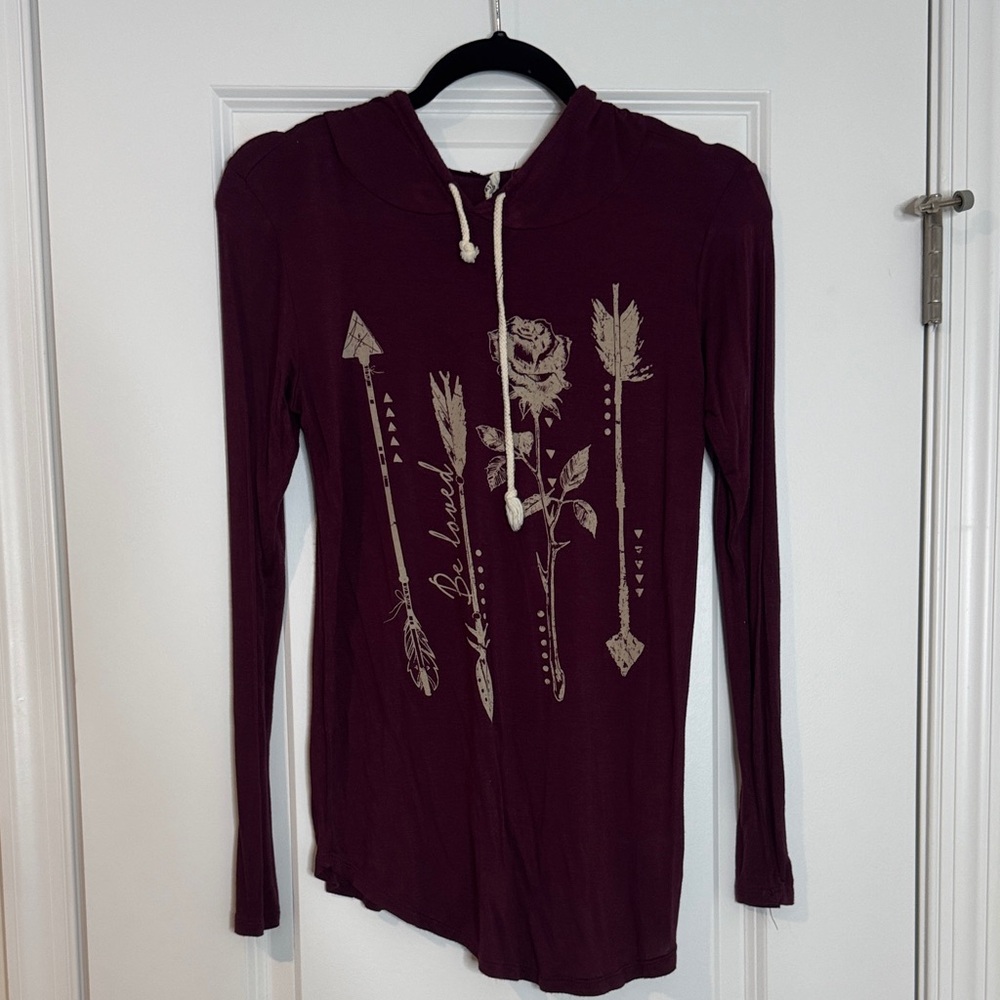 French Pastry Maroon rose and arrow Graphic Long Sleeve Tee